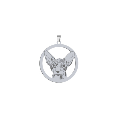 Silver Sphynx Cat pendant, FREE ENGRAVING - MEJK Jewellery