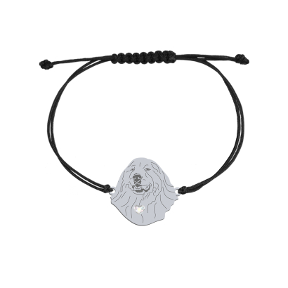 Bransoletka z psem Pirenejski Pies Górski srebro sznurek GRAWER GRATIS - MEJK Jewellery
