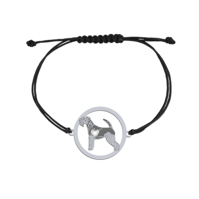 Silver Lakeland Terrier string bracelet with a heart, FREE ENGRAVING - MEJK Jewellery