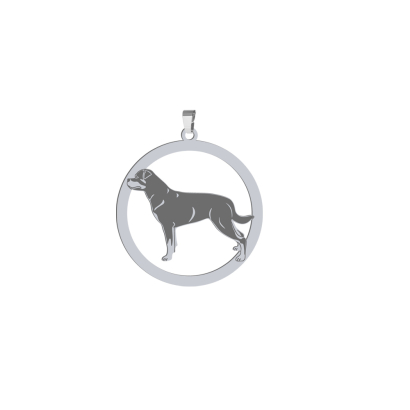 Silver Rottweiler pendant with a heart, FREE ENGRAVING - MEJK Jewellery
