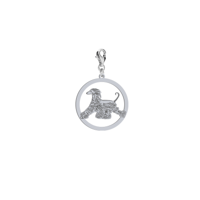 Charms z psem Chartem Afgańskim srebro GRAWER GRATIS - MEJK Jewellery