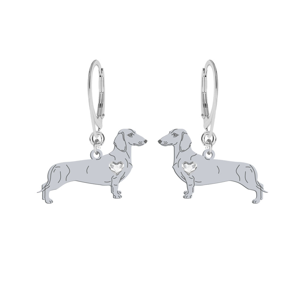 Silver Short-haired dachshund engraved earrings - MEJK Jewellery