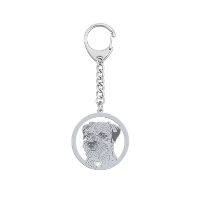 Brelok z psem grawerem Border Terrier srebro - MEJK Jewellery