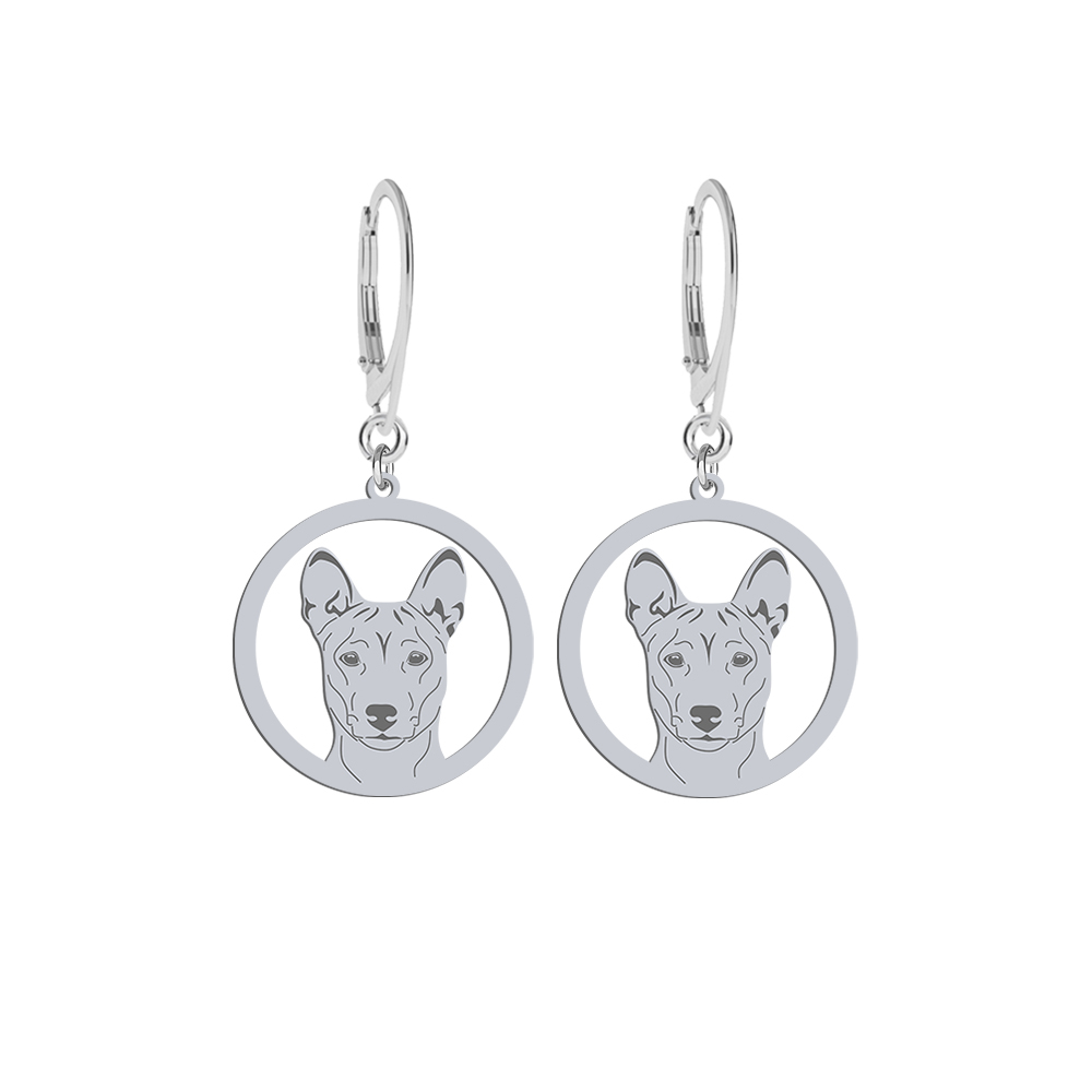 Silver Basenji engrved earrings - MEJK Jewellery