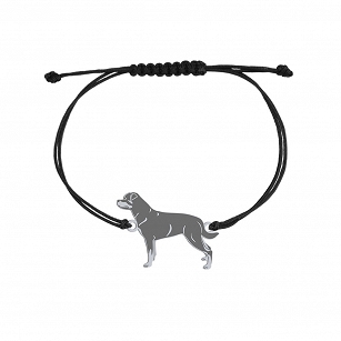 Bransoletka z psem sercem Rottweiler sznurek GRAWER GRATIS - MEJK Jewellery