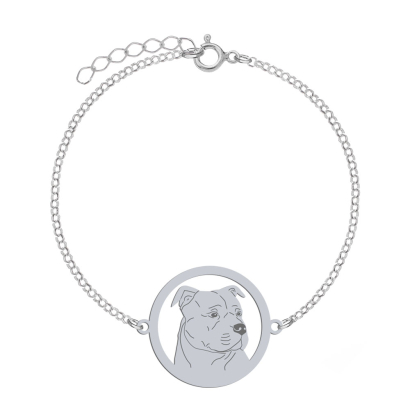 Bransoletka z psem grawerem American Staffordshire Terrier - Amstaff srebro - MEJK Jewellery