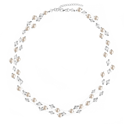 Naszyjnik Biżuteria Ślubna perły kryształy srebro 