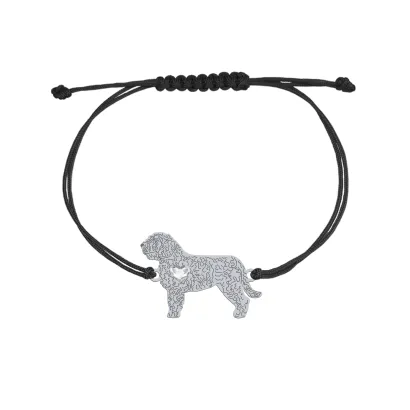 Bransoletka z psem sercem Hiszpański Pies Dowodny srebro sznurek GRAWER GRATIS - MEJK Jewellery