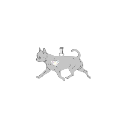 Zawieszka z psem sercem Chihuahua Krótkowłosa srebro GRAWER GRATIS - MEJK Jewellery