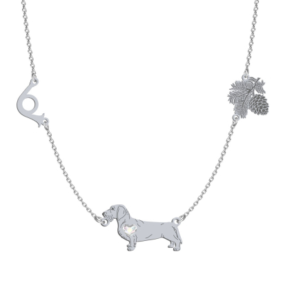 Silver Wirehaired dachshund necklace, FREE ENGRAVING - MEJK Jewellery