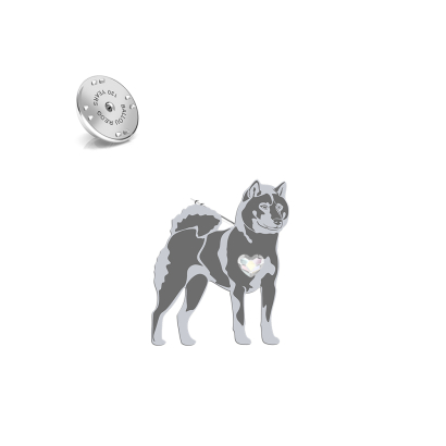 Wpinka z sercem psem Shikoku srebro - MEJK Jewellery