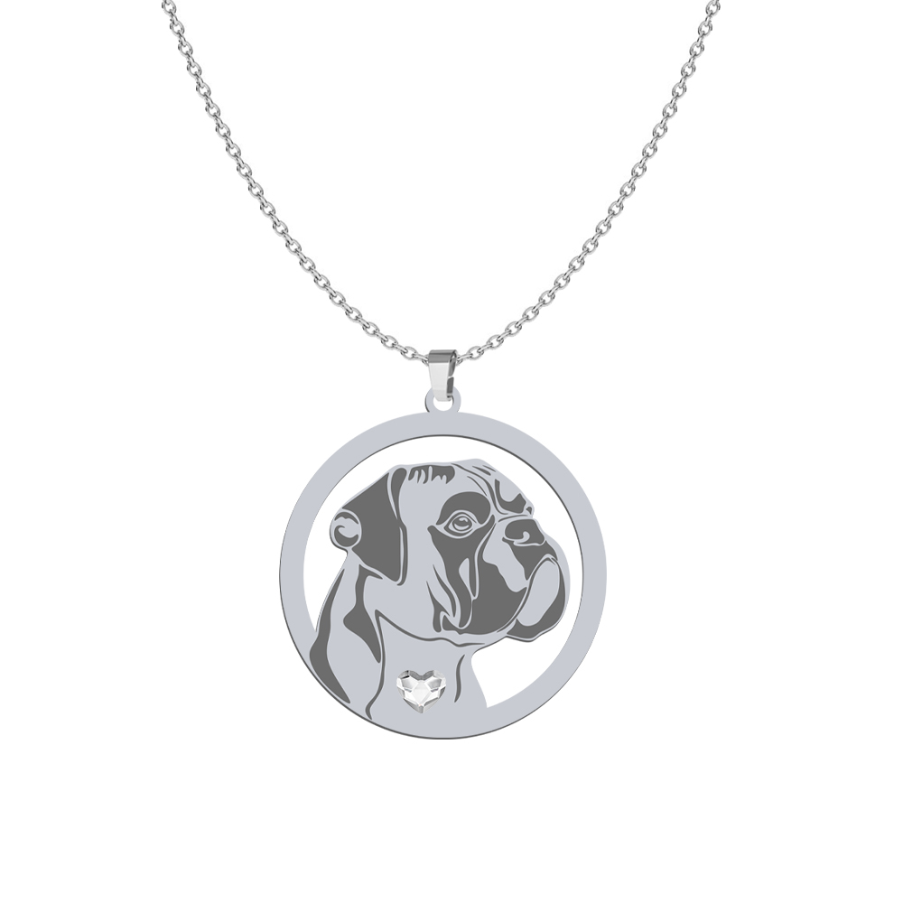 Silver German Boxer necklace, FREE ENGRAVING - MEJK Jewellery