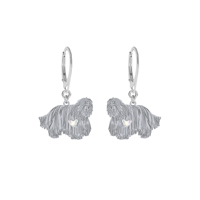 Silver Bergamasco shepherd earrings with a heart, FREE ENGRAVING - MEJK Jewellery