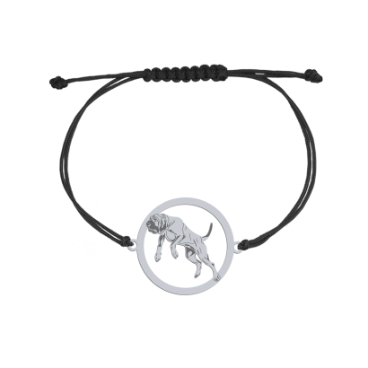 Bransoletka z psem Mastifem Brazylijskim srebro sznurek GRAWER GRATIS - MEJK Jewellery