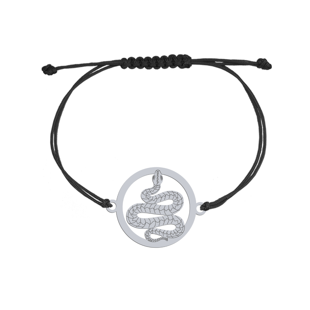 Bransoletka z Wężem na sznurku srebro925 GRAWER GRATIS - MEJK Jewellery
