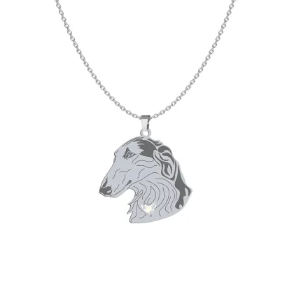 Naszyjnik z psem Chart Rosyjski srebro GRAWER GRATIS - MEJK Jewellery