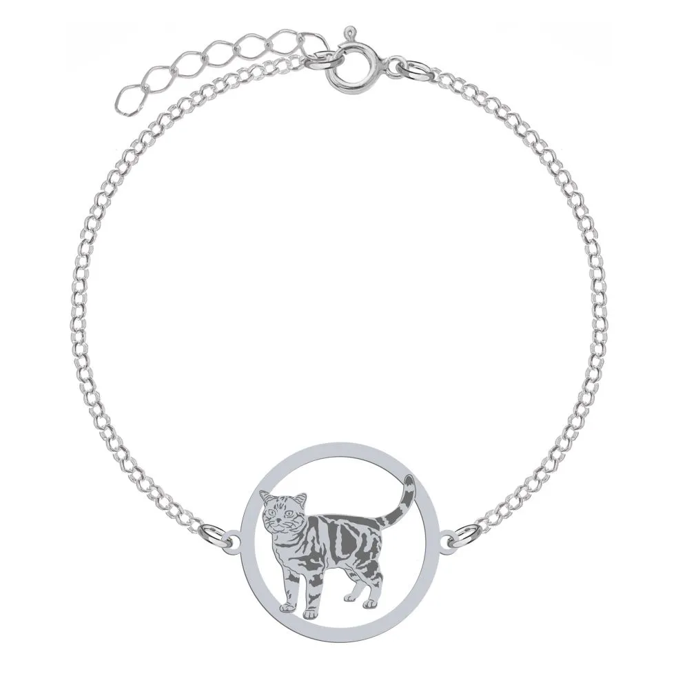 Kot Amerykański Krótkowłosy Bransoletka 925 srebro GRAWER GRATIS - MEJK Jewellery
