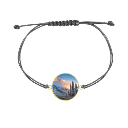 Góry Morskie Oko Bransoletka ze Zdjęciem Personalizacja srebro pozłacane sznurek GRAWER GRATIS