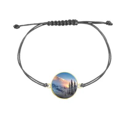 Góry Morskie Oko Bransoletka ze Zdjęciem Personalizacja pozłacane srebro sznurek GRAWER GRATIS