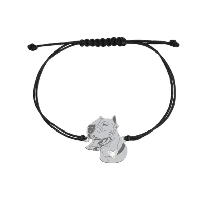 Bransoletka z psem Dog Argentyński srebro sznurek GRAWER GRATIS - MEJK Jewellery