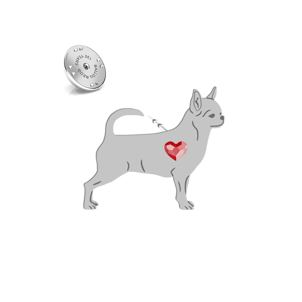 Wpinka z psem Chihuahua Krótkowłosa srebro - MEJK Jewellery