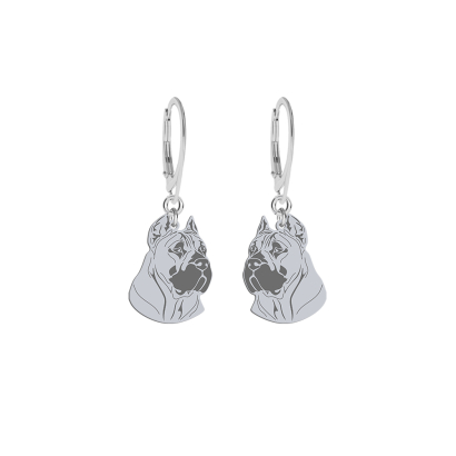 Silver Perro de Presa Canario earrings, FREE ENGRAVING - MEJK Jewellery