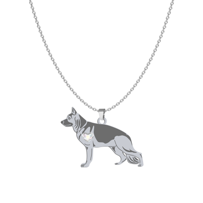 Silver German Shepherd engraved necklace - MEJK Jewellery