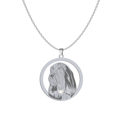 Naszyjnik z psem grawerem Bearded Collie srebro - MEJK Jewellery