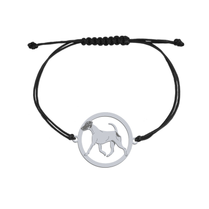 Bransoletka z psem Smooth Fox Terrier srebro sznurek GRAWER GRATIS - MEJK Jewellery