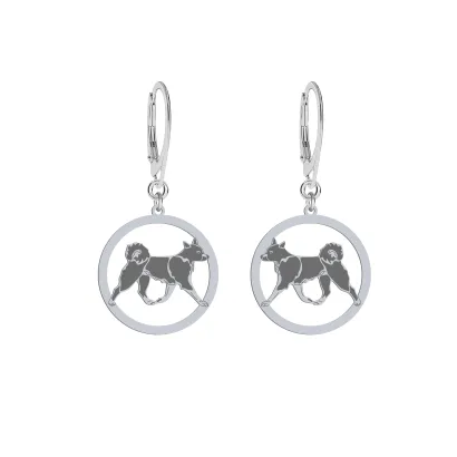 Kolczyki z psem Karelski Pies na niedźwiedzie srebro GRAWER GRATIS - MEJK Jewellery