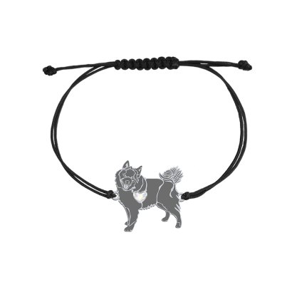 Bransoletka z psem Schipperke srebro sznurek GRAWER GRATIS - MEJK Jewellery