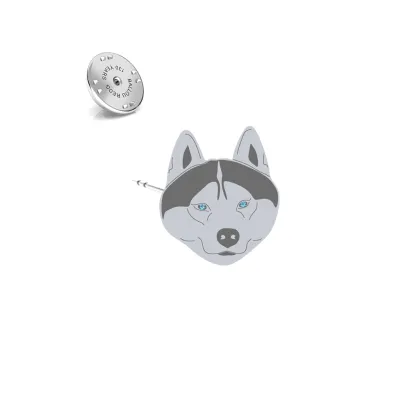 Wpinka z psem Siberian Husky srebro - MEJK Jewellery