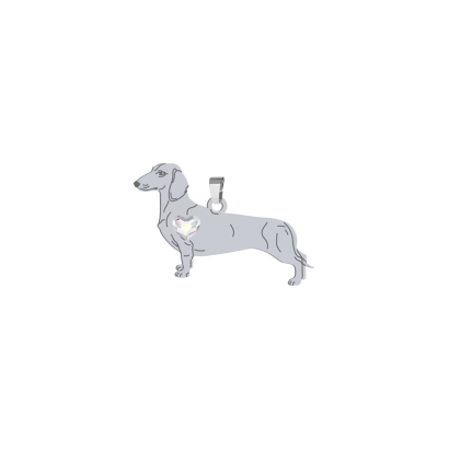Silver Short-haired dachshund pendant with a heart, FREE ENGRAVING - MEJK Jewellery