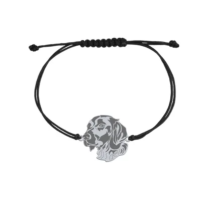 Bransoletka z psem Mały Münsterländer srebro sznurek GRAWER GRATIS - MEJK Jewellery