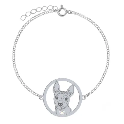 Bransoletka z psem grawerem srebro Amerykański Terrier Bezwłosy srebro - MEJK Jewellery