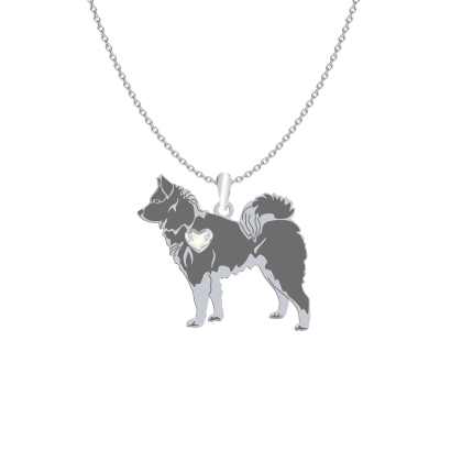 Naszyjnik z sercem psem Karelian Bear Dog srebro GRAWER GRATIS - MEJK Jewellery