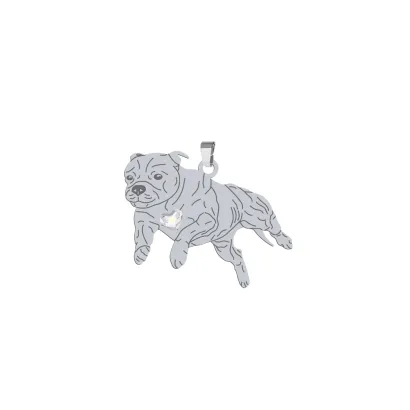 Zawieszka z psem sercem Staffordshire Bull Terrier srebro GRAWER GRATIS - MEJK Jewellery