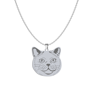 Silver British Shorthair Cat necklace, FREE ENGRAVING - MEJK Jewellery