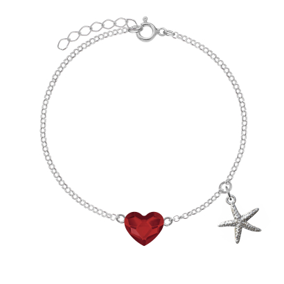  HEART bracelet with  crystal starfish