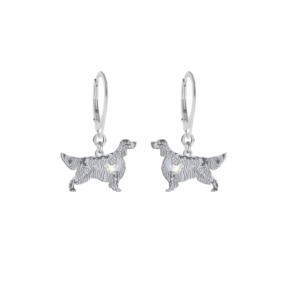 Silver English Setter earrings, FREE ENGRAVING - MEJK Jewellery