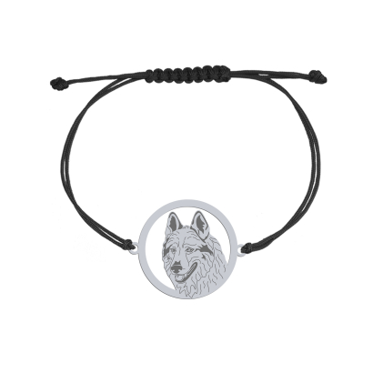 Silver Czechoslovakian Wolfdog  engraved bracelet - MEJK Jewellery