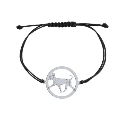 Bransoletka z psem grawerem Amerykański Terrier Bezwłosy srebro sznurek - MEJK Jewellery