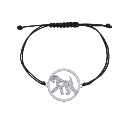 Bransoletka z psem Kerry Blue Terrier srebro sznurek GRAWER GRATIS - MEJK Jewellery