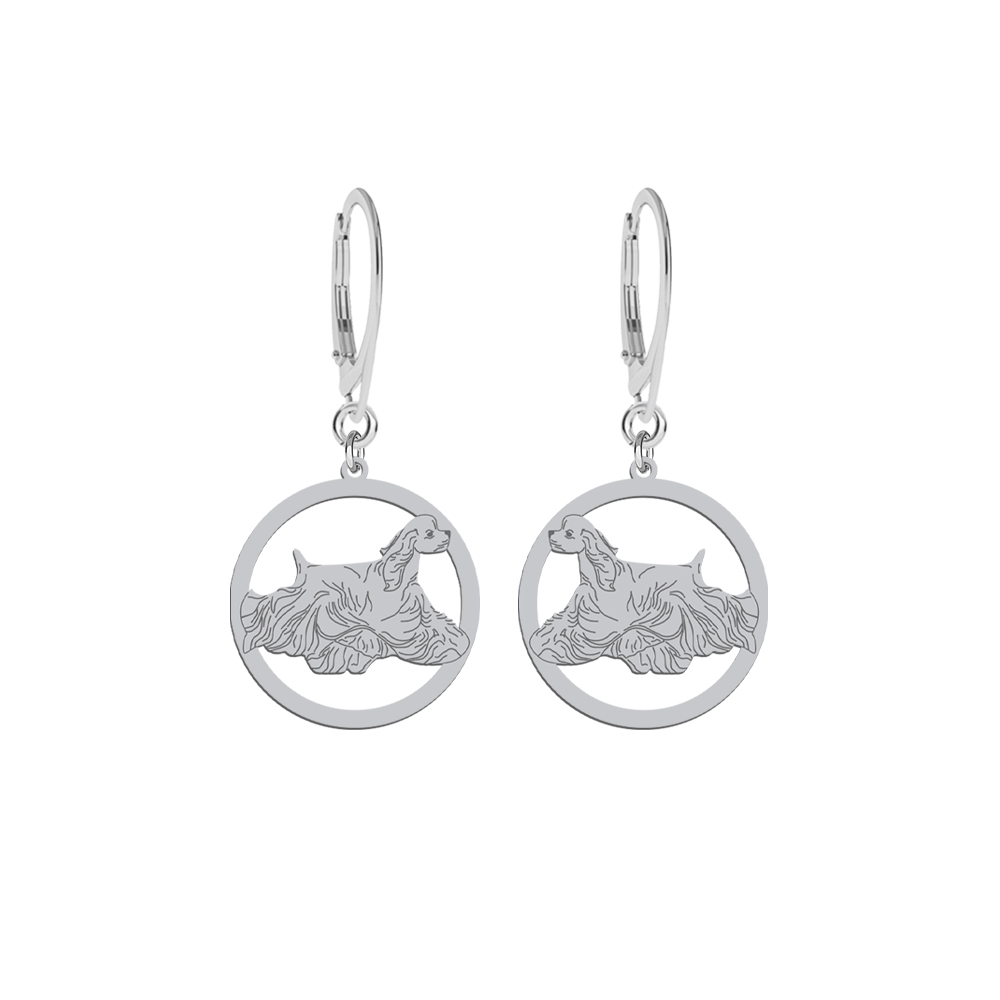 Silver American Cocker Spaniel earrings, FREE ENGRAVING - MEJK Jewelery