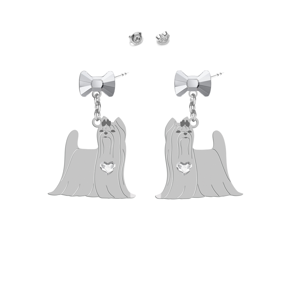 Silver Yorkshire Terrier engraved earrings - MEJK Jewellery