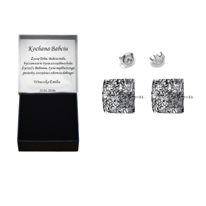  earrings with  crystals - rhodium-plated silver