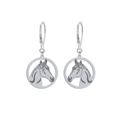 Silver Trakehner Horse earrings, FREE ENGRAVING - MEJK Jewellery