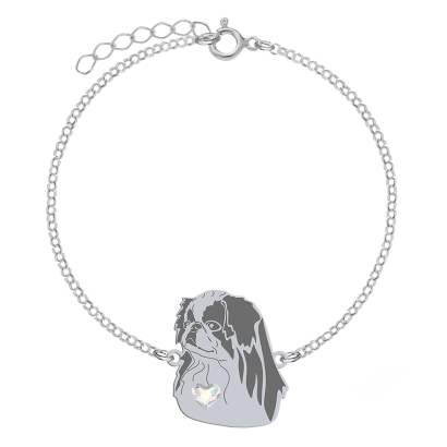 Silver Japanese Chin engraved bracelet with a heart - MEJK Jewellery