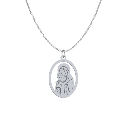 Naszyjnik z Medalikiem Matki Boskiej i Dzieciątka Jezus srebro GRAWER GRATIS