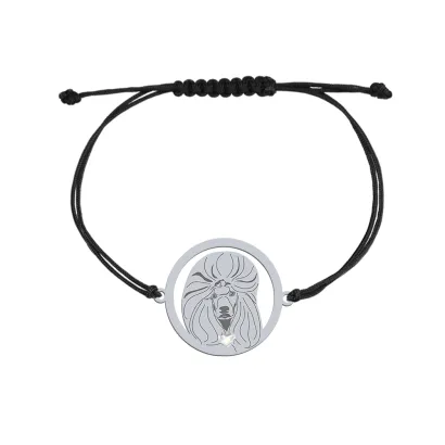 Bransoletka z psem Pudel srebro sznurek GRAWER GRATIS - MEJK Jewellery